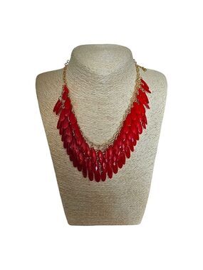 TRÏBE Statement Red And Gold Necklace With Matching Earrings NWT